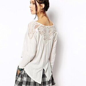 Free People | Sheer Back Long Sleeve Top Cream | Size L
